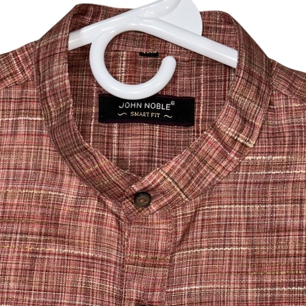 John Noble Kurta Shirt Long Sleeve Plaid Casual Button Up Mens‎ Size 40 Rare NWT